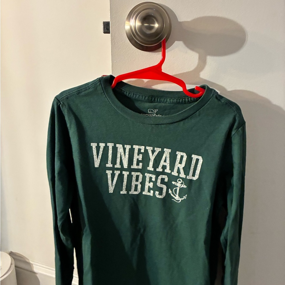 Vineyard Vines Kids Dark Green Long Sleeve Tee